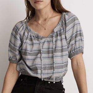 Jacquard Keyhole Crop Top in Stripe
